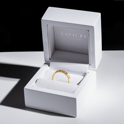 Obrączka partnerska Sign of Love®: złota, diament, płaska, 4mm